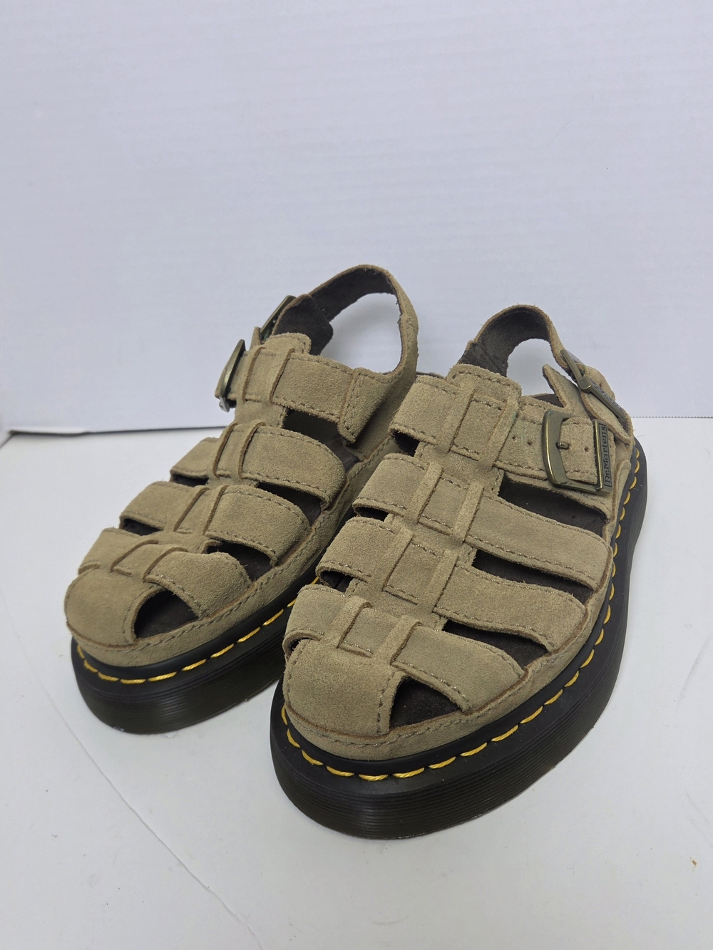 Dr. Martens Wrenlie Tan Suede Fisherman Platform Sandals